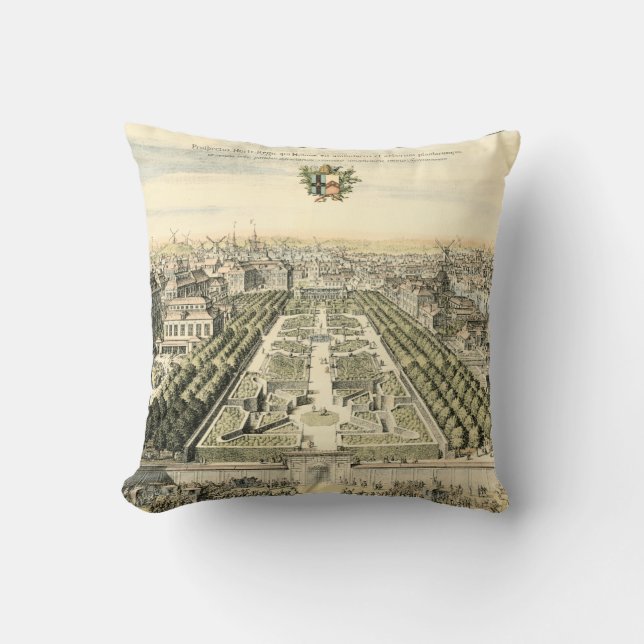 Aerial View of Formal Garden by Eric Dahlbergh Cushion (Front)