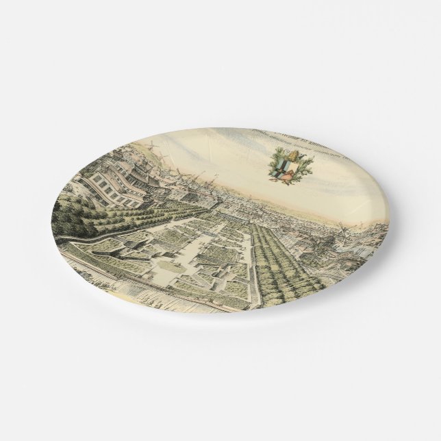 Aerial View of Formal Garden by Eric Dahlbergh Paper Plate (Angled)