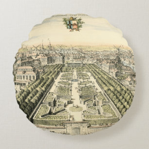 Aerial View of Formal Garden by Eric Dahlbergh Round Cushion