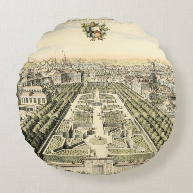 Aerial View of Formal Garden by Eric Dahlbergh Round Cushion (Front)