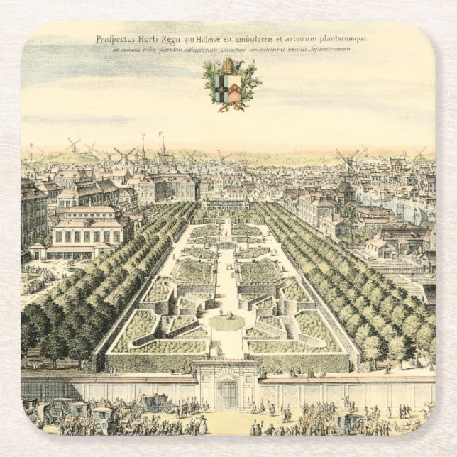 Aerial View of Formal Garden by Eric Dahlbergh Square Paper Coaster (Front)