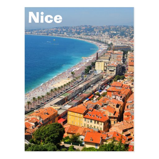 Image of Aerial view of French Riviera in Nice, France Postcard