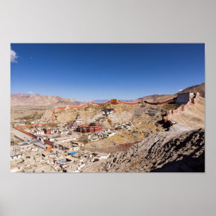 Aerial view of Gyantse & Palcho Monastery - Tibet Poster