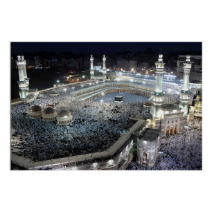 Aerial View of Hajj Pilgrims at the Kaaba, Mecca Poster