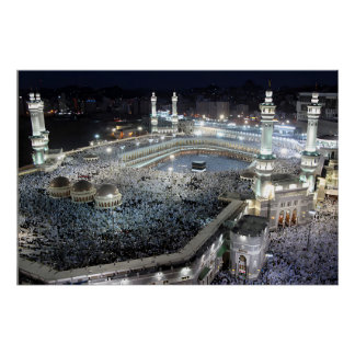 Aerial View of Hajj Pilgrims at the Kaaba, Mecca Poster