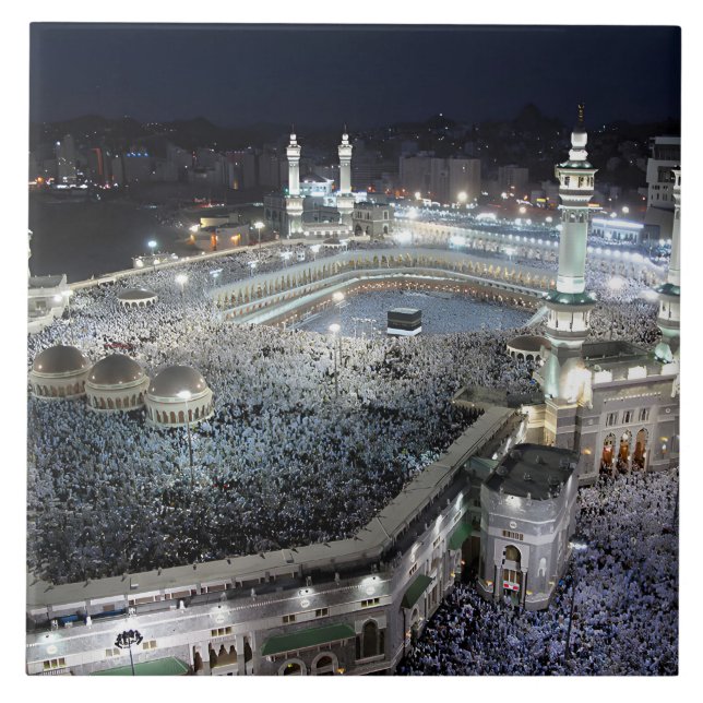 Aerial View of Hajj Pilgrims at the Kaaba, Mecca Tile (Front)