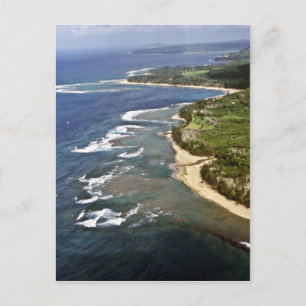 Aerial View Of Hanalei Shore - Kauai Postcard