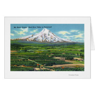 Aerial View of Hood River Valley and Mountain