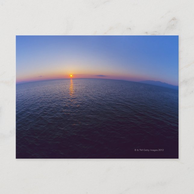 Aerial view of horizon over sea at sunrise postcard (Front)