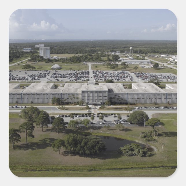 Aerial view of Kennedy Space Centre Square Sticker (Front)