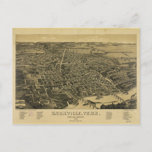 Aerial View Of Knoxville Tennessee from 1886 Postcard