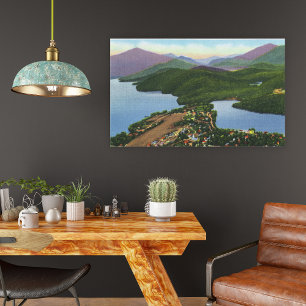 Aerial View of Lakes Placid and Mirror Canvas Print