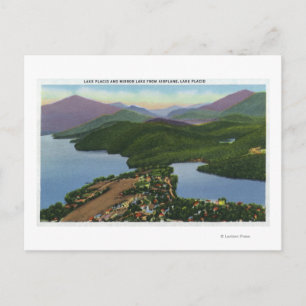 Aerial View of Lakes Placid and Mirror Postcard