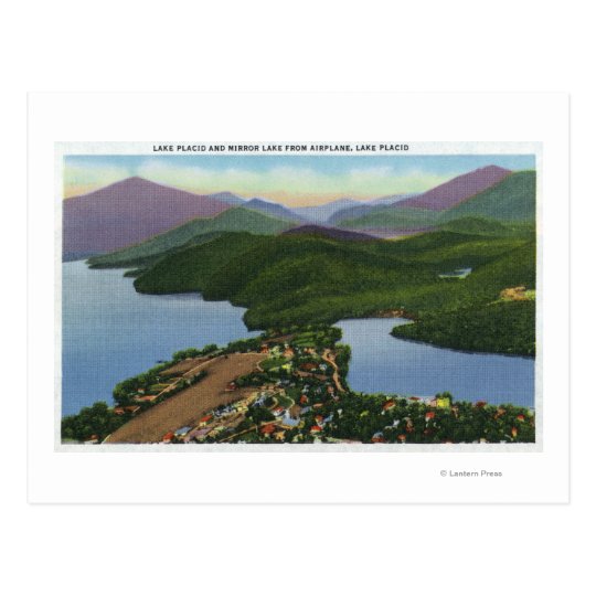 Aerial View of Lakes Placid and Mirror Postcard