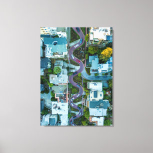 AERIAL VIEW OF LOMBARD STREET, SAN FRANCISCO, USA CANVAS PRINT