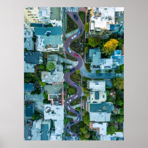 AERIAL VIEW OF LOMBARD STREET, SAN FRANCISCO, USA POSTER
