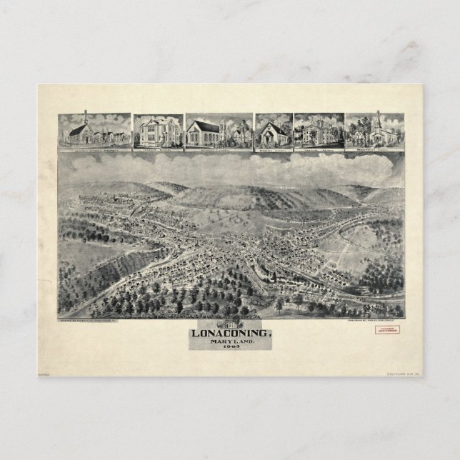 Aerial View of Lonaconing, Maryland (1905) Postcard (Front)