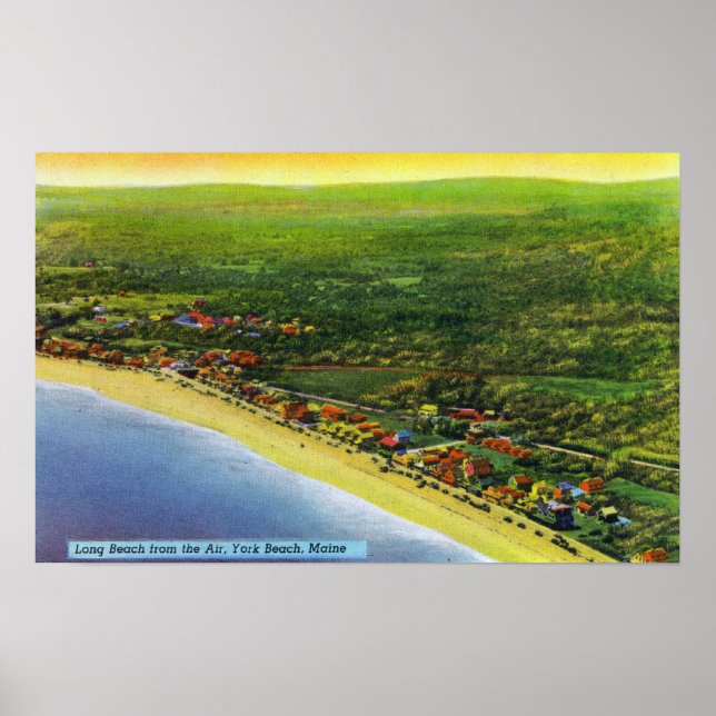 Aerial View of Long Beach at York Beach Poster (Front)