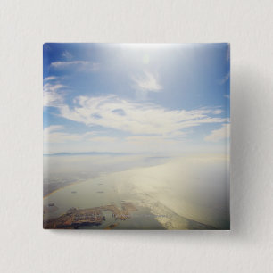 Aerial view of Long Beach, California 15 Cm Square Badge