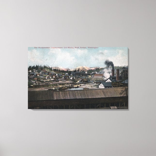 Aerial View of Mining Shaft & Town Canvas Print (Front)