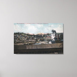 Aerial View of Mining Shaft & Town Canvas Print
