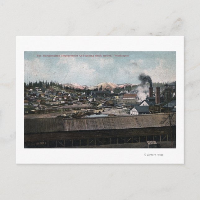 Aerial View of Mining Shaft & Town Postcard (Front)