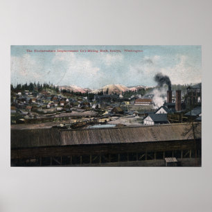 Aerial View of Mining Shaft & Town Poster
