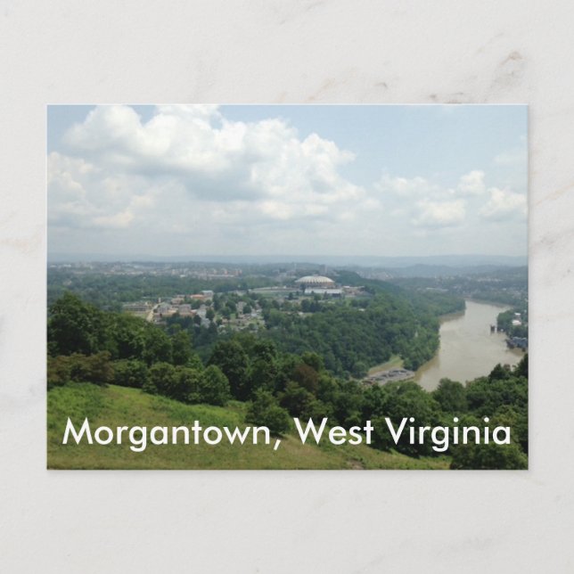 Aerial View of Morgantown WV, Mon River Postcards (Front)