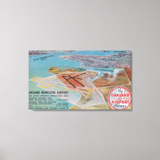 Aerial View of Municipal Airport and SF Bay Canvas Print (Front)