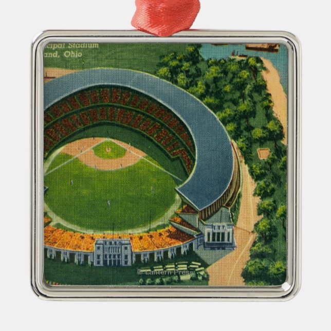 Aerial View of Municipal StadiumCleveland, OH Metal Tree Decoration (Front)