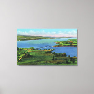 Aerial View of New Bridge Connecting NY and VT Canvas Print
