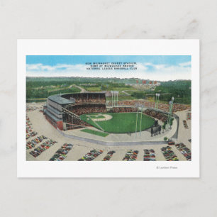 Aerial View of New Milwaukee County Stadium Postcard