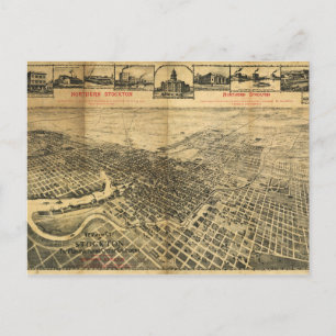 Aerial View of Northern Stockton, California 1895 Postcard