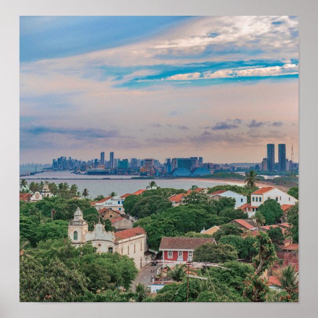 Aerial View of Olinda and Recife Pernambuco Brazil Poster (Front)