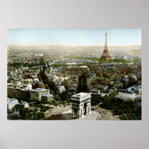 Aerial View of Paris, France Vintage Poster