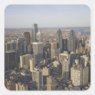 Aerial view of Philadelphia, Pennsylvania Square Sticker