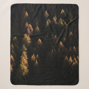Aerial view of pine trees sherpa blanket