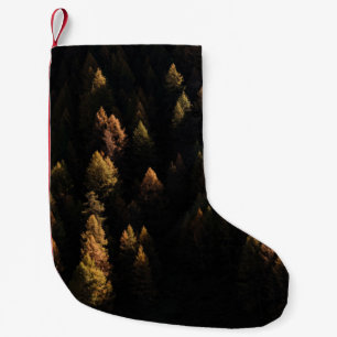 Aerial view of pine trees small christmas stocking