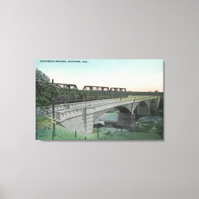 Aerial View of Putah Creek BridgeWinters, CA Canvas Print (Front)