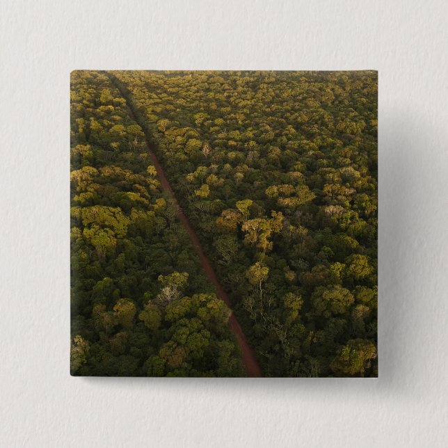 Aerial View of rainforest. Iwokrama Reserve, 2 15 Cm Square Badge (Front)