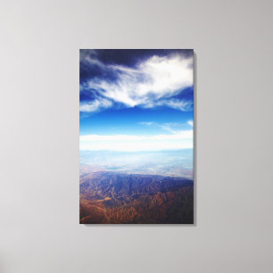 Aerial view of red brown mountains canvas print