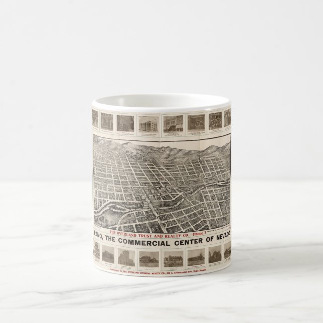 Aerial View of Reno, Nevada (1907) Coffee Mug (Center)