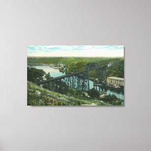 Aerial View of Rondout Creek and Wilbur Bridge Canvas Print