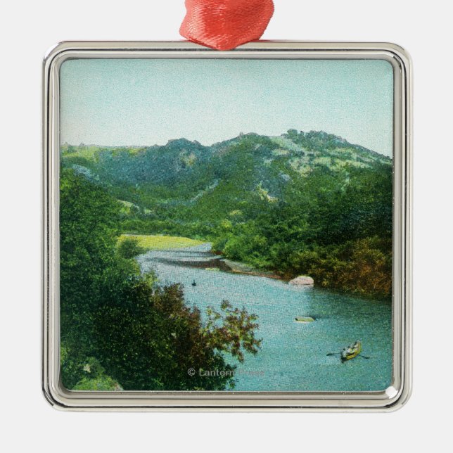 Aerial View of Russian River at Camp Rose Metal Tree Decoration (Front)