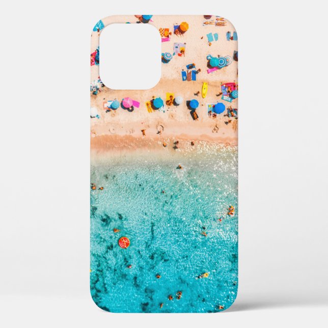 Aerial view of sandy beach with colourful umbrella Case-Mate iPhone case (Back)