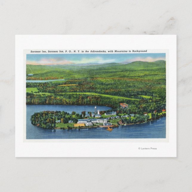 Aerial View of Saranac Inn Postcard (Front)