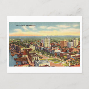 Aerial View of Savannah, Georgia, Vintage Postcard