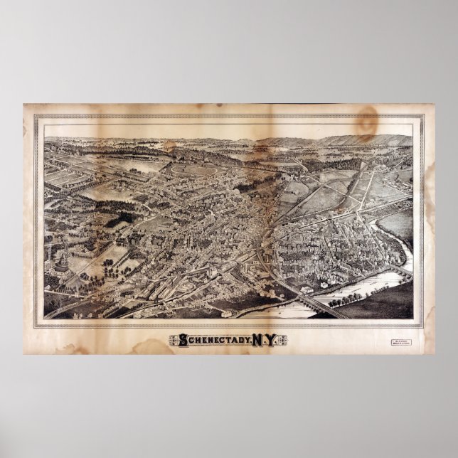 Aerial View of Schenectady, New York (1882) Poster (Front)