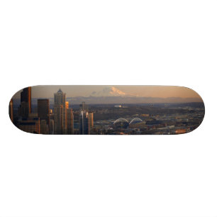 Aerial view of Seattle city skyline 2 Skateboard