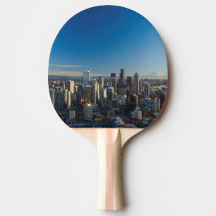 Aerial view of Seattle city skyline Ping Pong Paddle